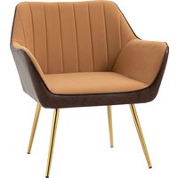 Product photograph of Modern Velvet Armchairs With Gold Steel Legs Homcom Upholstered Accent Chairs For Living Room And Bedroom Light Brown Aosom Uk from Aosom UK