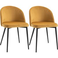Product photograph of Homcom Dining Chairs Set Of 2 Contemporary Design For Office Dining Kitchen W Soft Fabric Seat And Back Living Room - Yellow from Aosom UK