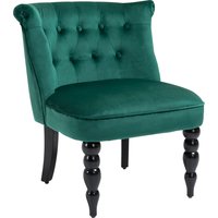Product photograph of Velvet Accent Chair Homcom Button Tufted Wingback Chair With Rubber Wood Legs For Living Room Bedroom Dark Green Aosom Uk from Aosom UK
