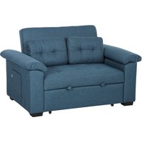 Product photograph of Homcom Pull Out Sofa Bed Fabric 2 Seater Click Clack Sofa Bed Settee Convertible Sofa Couch With 2 Pillows And Side Pockets For Living Room Home Office Blue from Aosom UK