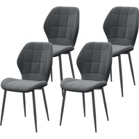 Product photograph of Homcom Set Of Four Flannel Relaxed Tub Dining Chairs - Dark Grey from Aosom UK