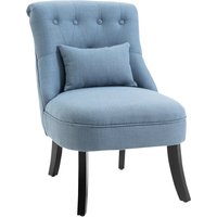 Product photograph of Homcom Fabric Single Sofa Dining Chair Tub Chair Upholstered W Pillow Solid Wood Leg Home Living Room Furniture Blue Aosom Uk from Aosom UK
