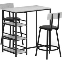 Product photograph of Homcom Three-piece Kitchen Dining Set With Shelves - Grey Black from Aosom UK