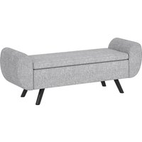 Product photograph of Homcom Storage Ottoman With Armrest Upholstered Linen Storage Bench Window Seat With Rubberwood Legs Footstool For Bedroom Living Room Hallway Dark Grey from Aosom UK