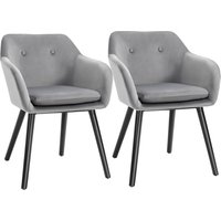 Product photograph of Homcom Dining Chairs Set Of 2 Modern Upholstered Fabric Velvet-touch Leisure Chairs With Backrest Armrests Lounge Reception For Home Office Grey from Aosom UK