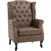 Product photograph of Homcom Wingback Accent Chair Tufted Chesterfield-style Armchair With Nail Head Trim For Living Room Bedroom Brown from Aosom UK