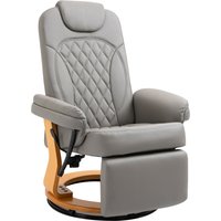 Product photograph of Homcom Pu Recliner Chair With Footrest Headrest Round Wooden Base Lounge Reading Armchair For Living Room Bedroom And Office Grey from Aosom UK