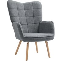 Product photograph of Homcom Modern Accent Chair Upholstered Tufted Wingback Armchair With Seat Padding Leisure Lounge Bedroom Chair With Wood Legs Dark Grey from Aosom UK