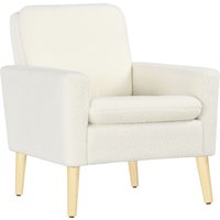 Product photograph of Homcom Modern Armchair Upholstered Accent Chair With Wood Legs And Wide Padded Seat Teddy Occasional Chair Cream White Aosom Uk from Aosom UK
