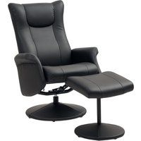 Product photograph of Homcom Swivel Recliner Chair With Footstool Pu Leather Recliner Armchair With Adjustable Back And Steel Frame Reclining Chair Lounge With Flared Armrests For Living Room Black from Aosom UK