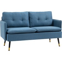 Product photograph of Homcom 2 Seater Sofas For Living Room Fabric Couch Button Tufted Love Seat With Cushions Dark Blue from Aosom UK