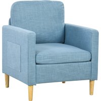 Product photograph of Homcom Modern Accent Chair Comfy Fireside Chair Upholstered Armchair For Living Room Bedroom Home Office Light Blue from Aosom UK