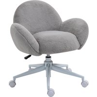 Product photograph of Homcom Fluffy Leisure Chair Office Chair With Backrest And Armrest For Home Bedroom Living Room With Wheels Grey from Aosom UK