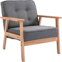 Product photograph of Homcom Minimalistic Wooden Frame Accent Chair Homcom Armchair With Padded Seat - Dark Grey Aosom Uk from Aosom UK