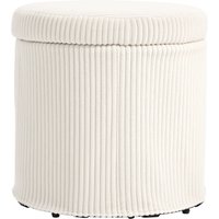 Product photograph of Homcom 40cm Round Storage Ottoman Corduroy Footstool With Removable Lid And Legs Vanity Stool For Living Room Bedroom Beige from Aosom UK