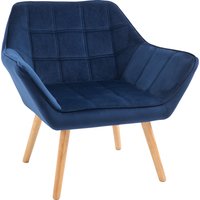Product photograph of Armchair Homcom Accent Chair Wide Arms Slanted Back Padding Iron Frame Wooden Legs Home Bedroom Furniture Seating Blue Aosom Uk from Aosom UK