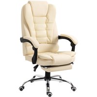 Product photograph of Homcom Executive Office Chair Pu Leather High Back Desk Chair With Adjustable Height And Footrest For Home Office Cream White from Aosom UK