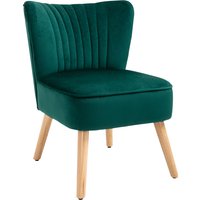 Product photograph of Modern Accent Chair Fabric Living Room Homcom Chair With Rubber Wood Legs And Thick Padding Green Aosom Uk from Aosom UK
