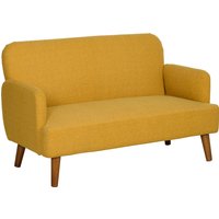 Product photograph of Homcom Velvet Feel Fabric 2 Seater Sofa Small Sofa Loveseat With 21cm Thick Padding And Wood Legs Yellow Aosom Uk from Aosom UK