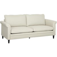 Product photograph of Homcom 3 Seater Sofa Modern Fabric Sofa Couch With Spring Cushion Rubber Wood Legs 191cm Upholstered Settee For Living Room Bedroom Home Office Guest Room Cream White from Aosom UK