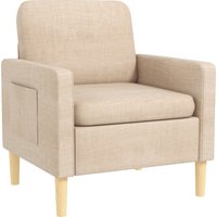 Product photograph of Homcom Modern Accent Chair Comfy Fireside Chair Upholstered Armchair For Living Room Bedroom Home Office Beige from Aosom UK