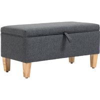 Product photograph of Homcom Linen Storage Ottoman Padded Footstool Rubberwood Legs Ideal For Bed End Shoe Bench Seating Dark Grey Aosom Uk from Aosom UK