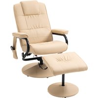 Product photograph of Homcom Manual Sofa Reclining Armchair Pu Leather Massage Recliner Chair And Ottoman Cream from Aosom UK