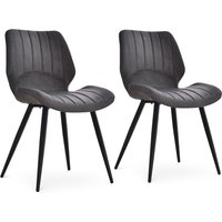 Product photograph of Homcom Set Of 2 Leather Dining Chairs With Moulded Padded Seat Steel Frame Pu Leather Upholstered Kitchen Chairs For Dining Room Grey Aosom Uk from Aosom UK