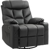Product photograph of Homcom Manual Reclining Chair Recliner Armchair With Swivel Faux Leather Footrest Cup Holders 86x93x102cm Black Aosom Uk from Aosom UK