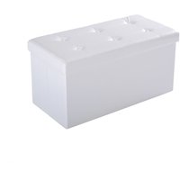 Product photograph of Homcom Ottoman Bench Seat Folding Faux Leather Storage Cube Rectangular Footrest Stool Box Cream White Aosom Uk from Aosom UK