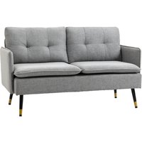 Product photograph of Homcom 2 Seater Sofas For Living Room Fabric Couch Button Tufted Love Seat With Cushions Grey from Aosom UK