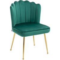 Product photograph of Glam Velvet-feel Shell Accent Chair Homcom Luxe Vanity Makeup Seat Metal Legs Comfort Padding Green Aosom Uk from Aosom UK