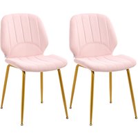 Product photograph of Homcom Velvet Dining Chairs Set Of 2 2 Piece Dining Room Chairs With Backrest Padded Seat And Steel Legs Pink Aosom Uk from Aosom UK