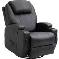 Product photograph of Homcom Recliner Sofa Chair Pu Leather Armchair Cinema Massage Chair Swivel Nursing Gaming Chair Black Aosom Uk from Aosom UK