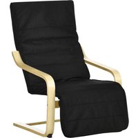 Product photograph of Homcom Wooden Lounging Chair Deck Relaxing Recliner Lounge Seat With Adjustable Footrest Removable Cushion Black from Aosom UK