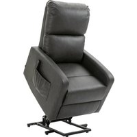 Product photograph of Homcom Riser And Recliner Chairs For The Elderly Pu Leather Upholstered Lift Chair For Living Room With Remote Control Side Pockets Charcoal Grey from Aosom UK