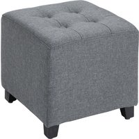Product photograph of Homcom Stylish Square Ottoman Footstool Linen-look Fabric Button Tufts Wood Frame Versatile Grey Aosom Uk from Aosom UK