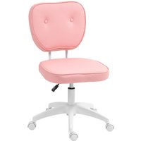 Product photograph of Vinsetto Vanity Office Chair Pu Leather Computer Chair For Home With Adjustable Height Armless Swivel Wheels Pink Aosom Uk from Aosom UK