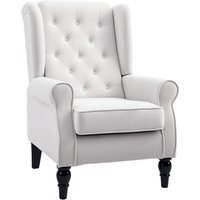 Product photograph of Homcom Wingback Accent Chair Retro Button Tufted Upholstered Occasional Chair For Living Room Bedroom Cream White from Aosom UK
