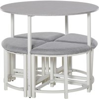 Product photograph of Homcom Modern Round Dining Table Set With 4 Upholstered Stools For Dining Room Kitchen Dinette Aosom Uk from Aosom UK