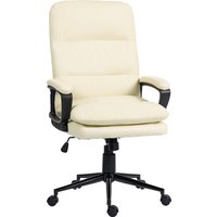 Product photograph of Vinsetto Ergonomic Desk Chair Pu Leather Computer Desk Chair With Adjustable Height Swivel Wheels For Work Study Cream White Aosom Uk from Aosom UK