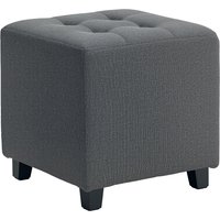 Product photograph of Homcom Square Footstool Linen Fabric Footrest Foot Stool With Rubber Wood Legs And Padded Seat For Living Room Entryway 35 X 35 X 35cm Grey from Aosom UK