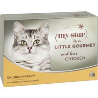 My Star Bocaditos en salsa Gourmet en latas 24 x 85 g para gatos - Pollo con calabacín y zanahoria 
My Star Bocaditos en salsa Gourmet en latas 24 x 85 g para gatos - Pollo con calabacín y zanahoria