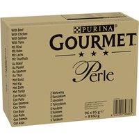 Gourmet Perle en sobres 96 x 85 g - Pack % - 2 x Vacuno, pollo, salmón, atún 
Gourmet Perle en sobres 96 x 85 g - Pack % - 2 x Vacuno, pollo, salmón, atún