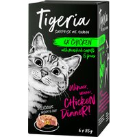 Tigeria 6 x 85 g comida húmeda para gatos - Pollo con relleno de puré de zanahoria y guisantes
Tigeria 6 x 85 g comida húmeda para gatos - Pollo con relleno de puré de zanahoria y guisantes