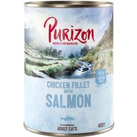 Purizon Adult 6 x 400 g comida húmeda para gatos, sin cereales - Filete de pollo con salmón 
Purizon Adult 6 x 400 g comida húmeda para gatos, sin cereales - Filete de pollo con salmón