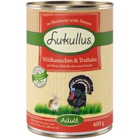 Lukullus con conejo de monte y pavo - 6 x 400 g
Lukullus con conejo de monte y pavo - 6 x 400 g