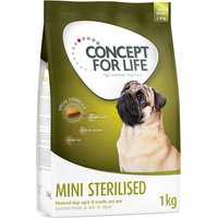 Concept for Life 1 / 1,5 kg pienso para perros ¡con descuento! - Mini Sterilised (1 kg)
Concept for Life 1 / 1,5 kg pienso para perros ¡con descuento! - Mini Sterilised (1 kg)