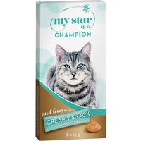 My Star is a Champion Creamy Snack con salmón para gatos - 8 x 15 g 
My Star is a Champion Creamy Snack con salmón para gatos - 8 x 15 g