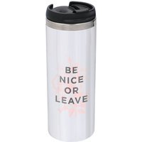 The Motivated Type Be Nice Or Leave Stainless Steel Thermo Travel Mug - Metallic Finish 
The Motivated Type Be Nice Or Leave Stainless Steel Thermo Travel Mug - Metallic Finish